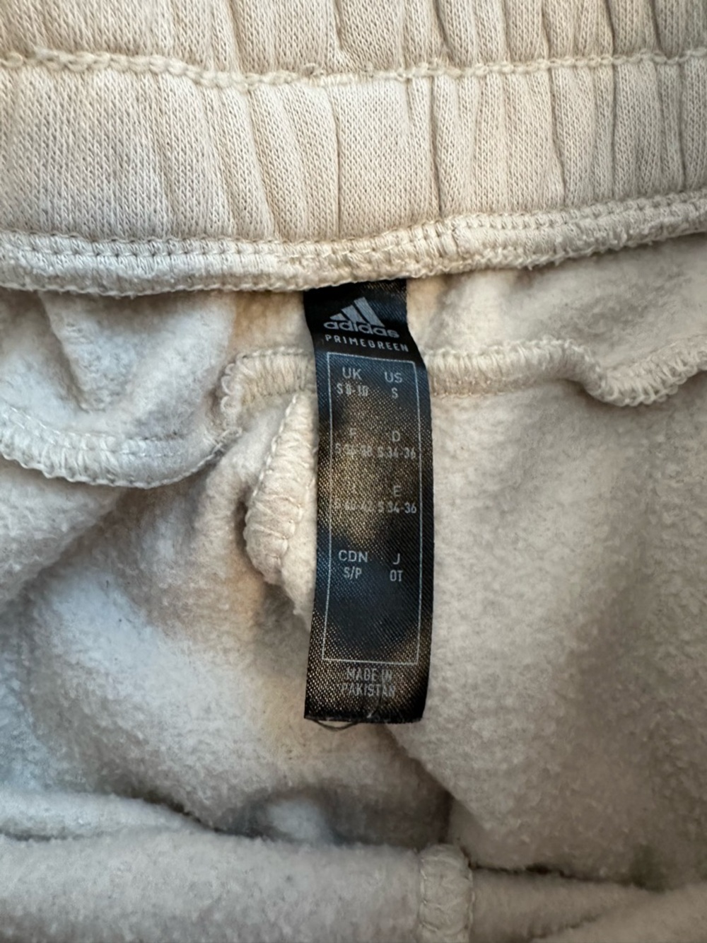 adidas Cream Fleece Sweatpants with Black Stripes - Picture 4 of 8